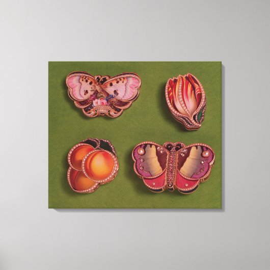 Vier kartonnen en juwelen, vlinder canvas afdruk (Voorkant)