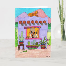 Vier Katten bij het Paarse Huis van Adobe Kaart