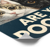 Vier Katten & een Vraag: Poep je? Grappige Kat Poster (Hoek)