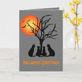 Vier katten in het maanlicht 13" x 18" wenskaart kaart (Gele Bloem)