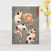 Vier Katten in Verschillend stelt Wenskaart Kaart (Gele Bloem)