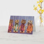 Vier katten op schommels kaart (Gele Bloem)
