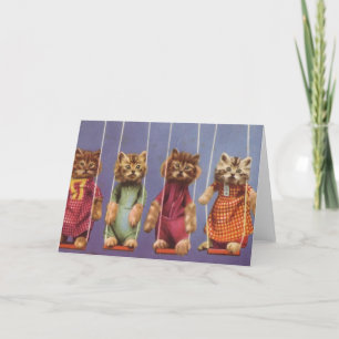 Vier katten op schommels kaart