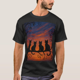 Vier katten silhouet t-shirt