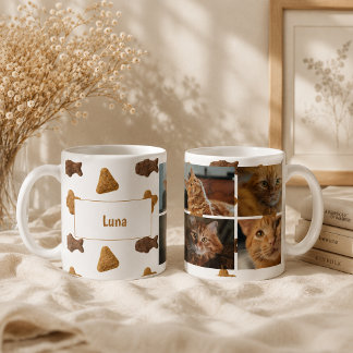 Vier kattenfoto's met naamstijl koffiemok