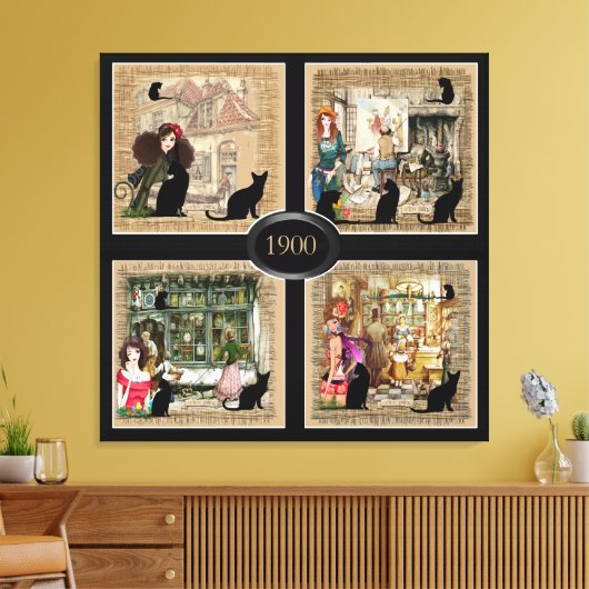 Vier keer Anton Pieck Canvas Afdruk (Insitu (Woonkamer))