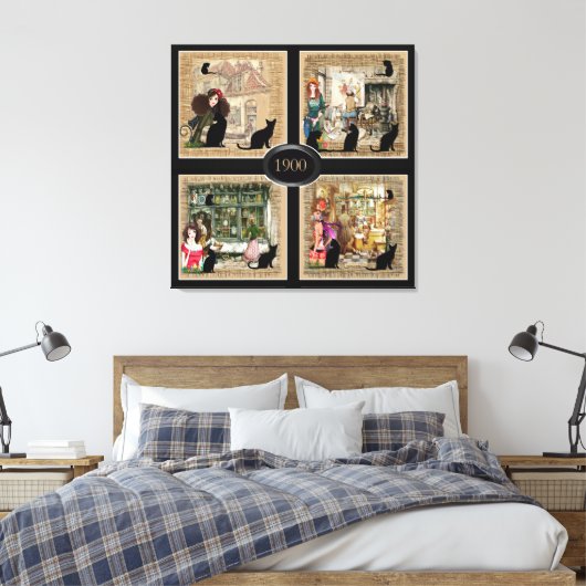 Vier keer Anton Pieck Canvas Afdruk (Insitu (Slaapkamer))