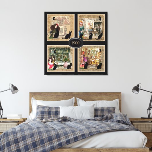 Vier keer Anton Pieck Canvas Afdruk (Insitu (Slaapkamer))