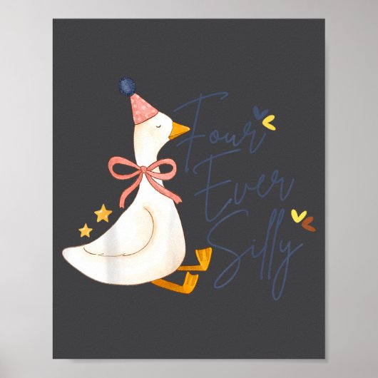 Vier keer dom grappige domme gans 4e verjaardag poster (Voorkant)