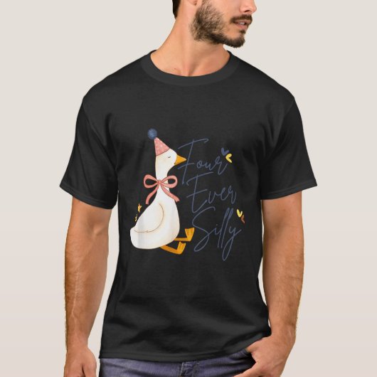 Vier keer dom grappige domme gans 4e verjaardag t-shirt (Voorkant)