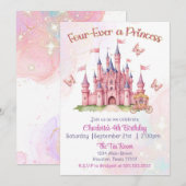 Vier keer een prinses 4e verjaardag kaart (Voorkant / Achterkant)