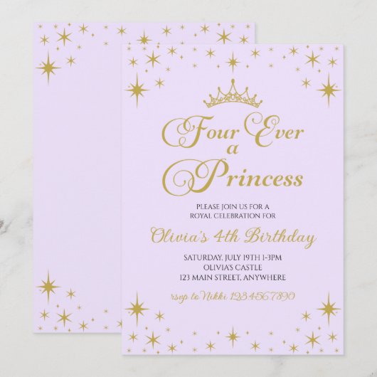 Vier keer een Prinses Koninklijke 4e Verjaardag Kaart (Voorkant / Achterkant)