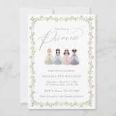 Vier keer een prinses meisjes 4de verjaardagsfeest kaart (Voorkant)