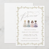 Vier keer een prinses meisjes 4de verjaardagsfeest kaart (Voorkant / Achterkant)