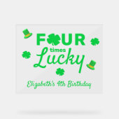 Vier keer gelukkige 4e verjaardag acryl bord (Voorkant)
