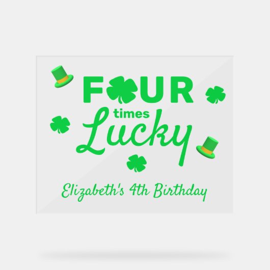 Vier keer gelukkige 4e verjaardag acryl bord (Voorkant)