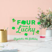 Vier keer gelukkige 4e verjaardag acryl bord (Huwelijk)