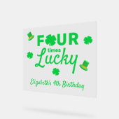 Vier keer gelukkige 4e verjaardag acryl bord (Hoek)