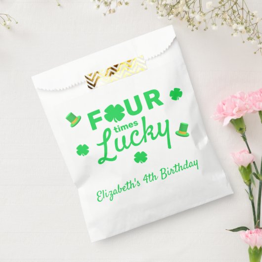 Vier keer gelukkige 4e verjaardag bedankzakje (Gezegeld)
