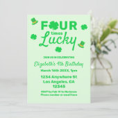 Vier keer gelukkige 4e verjaardag kaart (Staand voorkant)