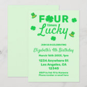Vier keer gelukkige 4e verjaardag kaart (Voorkant / Achterkant)