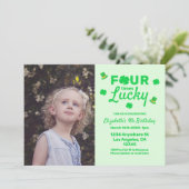 Vier keer gelukkige 4e verjaardag kaart (Staand voorkant)