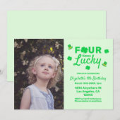 Vier keer gelukkige 4e verjaardag kaart (Voorkant / Achterkant)