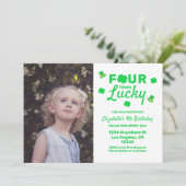 Vier keer gelukkige 4e verjaardag kaart (Staand voorkant)