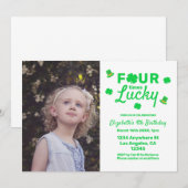 Vier keer gelukkige 4e verjaardag kaart (Voorkant / Achterkant)