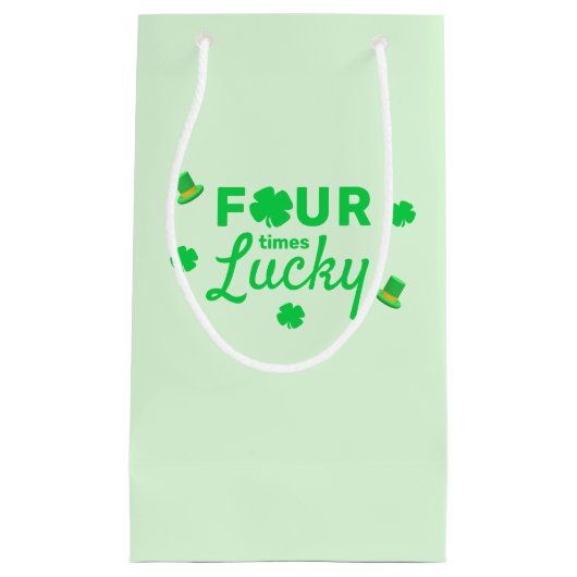 Vier keer gelukkige 4e verjaardag klein cadeauzakje (Voorkant)