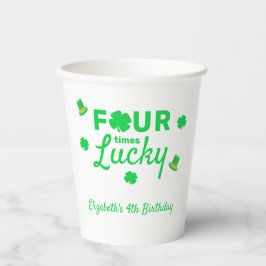 Vier keer gelukkige 4e verjaardag papieren bekers