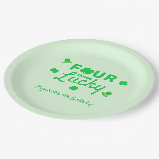 Vier keer gelukkige 4e verjaardag papieren bordje (Gekanteld)