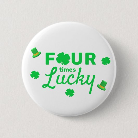 Vier keer gelukkige 4e verjaardag ronde button 5,7 cm (Voorkant)