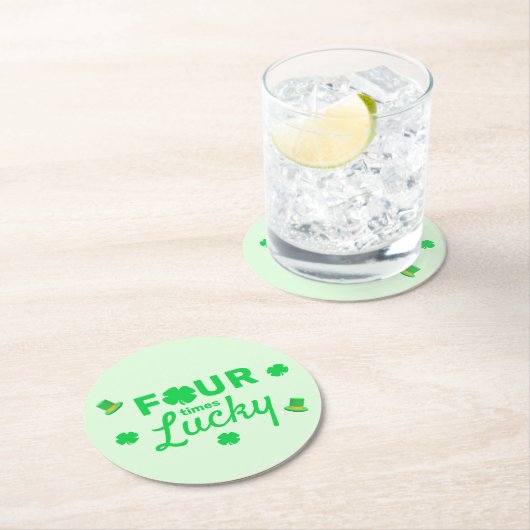 Vier keer gelukkige 4e verjaardag ronde kartonnen onderzetter (Insitu)