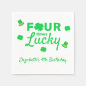 Vier keer gelukkige 4e verjaardag servet (Voorkant)