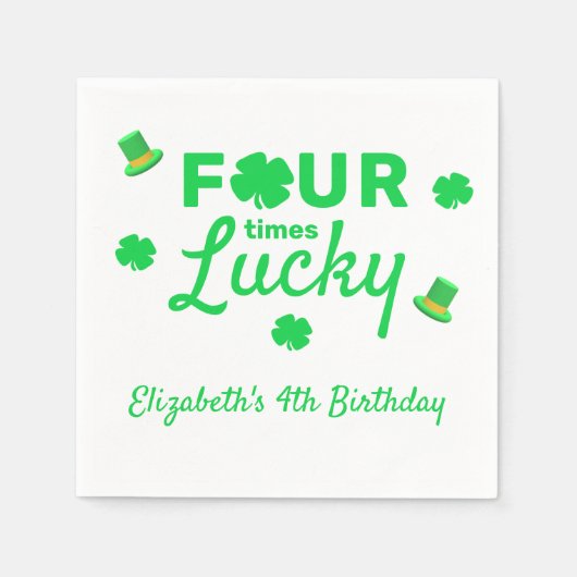 Vier keer gelukkige 4e verjaardag servet (Voorkant)