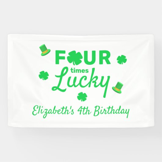 Vier keer gelukkige 4e verjaardag spandoek (Horizontaal)