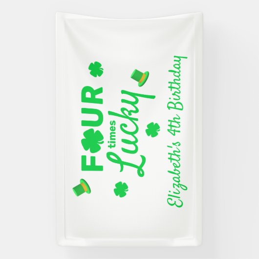 Vier keer gelukkige 4e verjaardag spandoek (Verticaal)