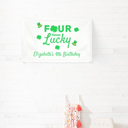 Vier keer gelukkige 4e verjaardag spandoek (Insitu)