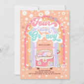 Vier keer Groovy Daisy Groovy 4e verjaardag Kaart (Voorkant)