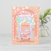 Vier keer Groovy Daisy Groovy 4e verjaardag Kaart (Staand voorkant)