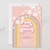 Vier keer groovy retro regenboog 4de verjaardag kaart (Voorkant)