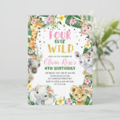 Vier keer in het wild levende Oerwoud Safari Kaart (Staand voorkant)