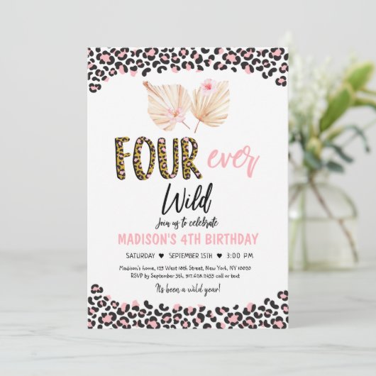 Vier keer per dag Wilde Leopard Print Pink Gold Da Kaart (Staand voorkant)