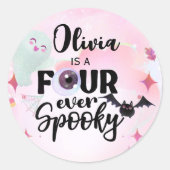 Vier keer spookachtig ronde sticker (Voorkant)