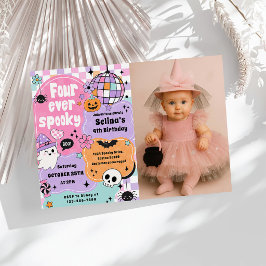 Vier keer spookachtig schattig Halloween-spook 4e Kaart