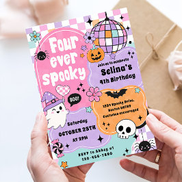 Vier keer spookachtig schattig Halloween spook 4e Kaart
