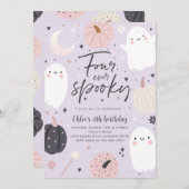Vier keer spooky boho Halloween geest 4de verjaard Kaart (Voorkant / Achterkant)