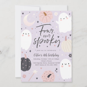 Vier keer spooky boho Halloween geest 4de verjaard Kaart