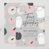 Vier keer spooky boho Halloween-geest 4e verjaarda Kaart (Voorkant / Achterkant)